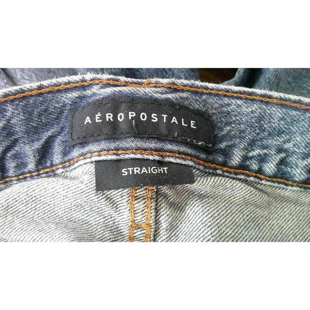 Aeropostale Men's Trendy Straight Distressed Jeans 29x30
